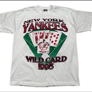 Vintage New York Yankees 1995 Wild Card T Shirt white retro Yankees tee